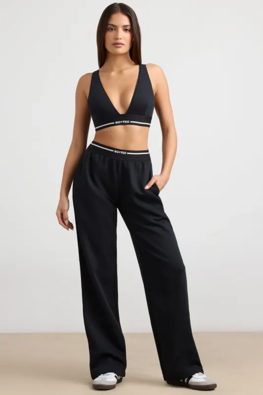 Petite High-Waist Straight-Leg Joggers in Black sold by Oh Polly