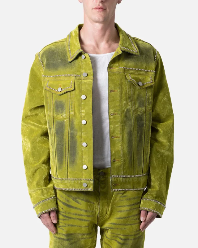 MNML Studded Suede Denim Jacket Green sold by Culture Kings