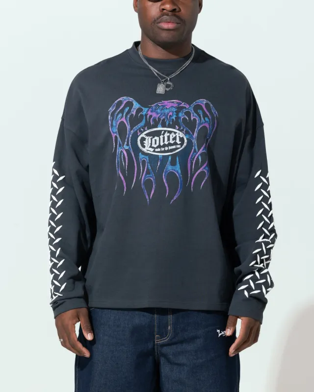 Loiter Repressed Box Long Sleeve T-Shirt Charcoal sold by Culture Kings