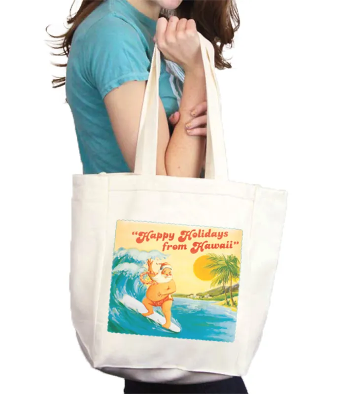 Surfing Santa Tote Bag sold by Malibu Shirts