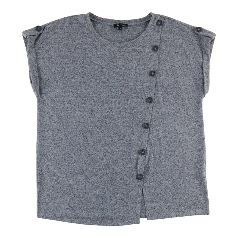 lily morgan Women's Plus Crew Neck Button Trim Blouse sold by Giant Tiger
