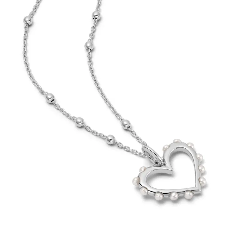 Heart Pearl Pendant Necklace Sterling Silver sold by Daisy Jewellery