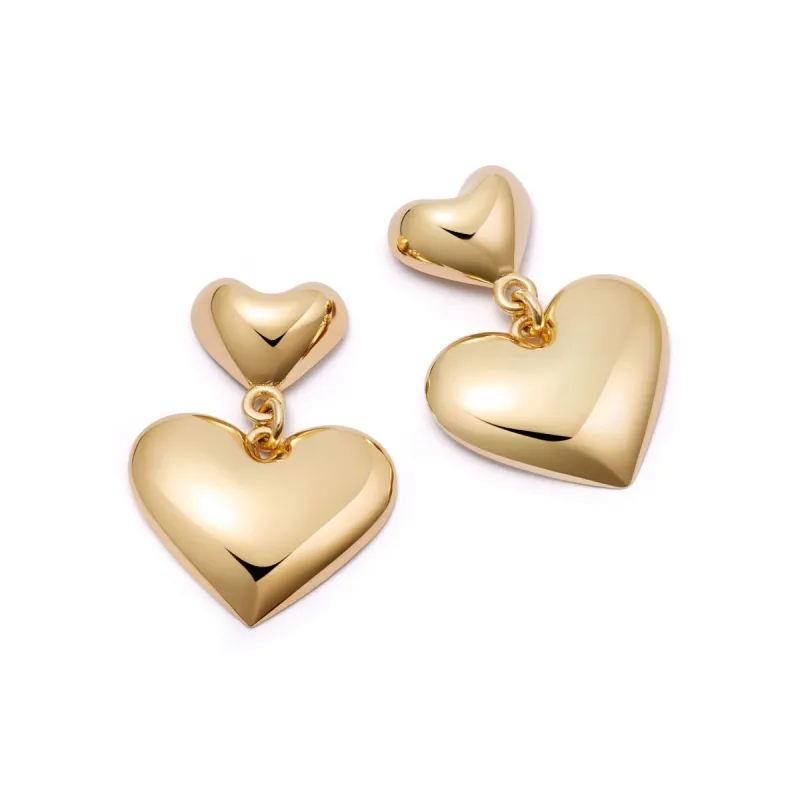 Heart Drop Earrings 18ct Gold Plate sold by Daisy Jewellery