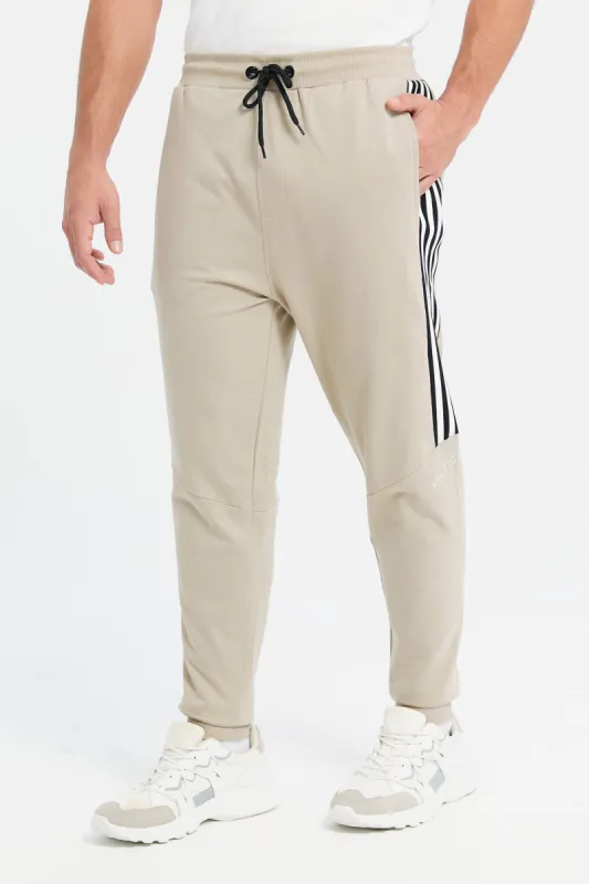 Men Beige Pique Cord Active Track sold by Redtag
