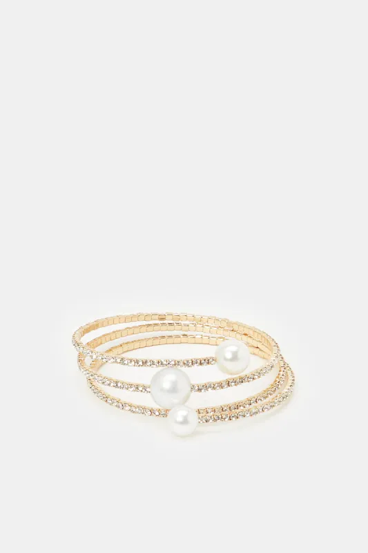 Women Gold Embellished Wrap Bracelet sold by Redtag