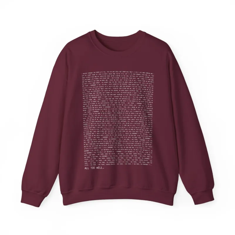 All Too Well 10 Minute Version Crewneck Sweatshirt sold by Rose Blush Studio