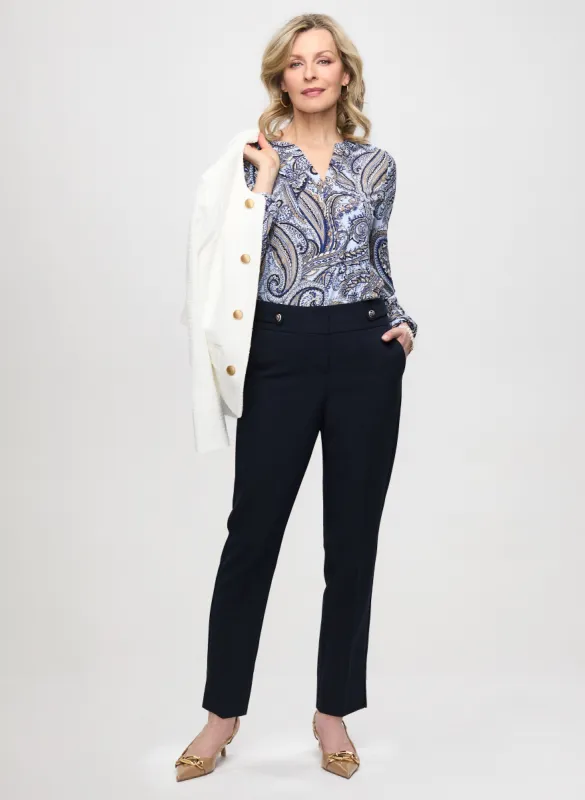 Open Front Bouclé Jacket & Slim-Leg Ankle Pants sold by Laura