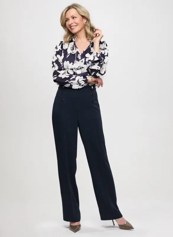 Ruffle Detail Satin Blouse & Wide Leg Pants sold by Laura