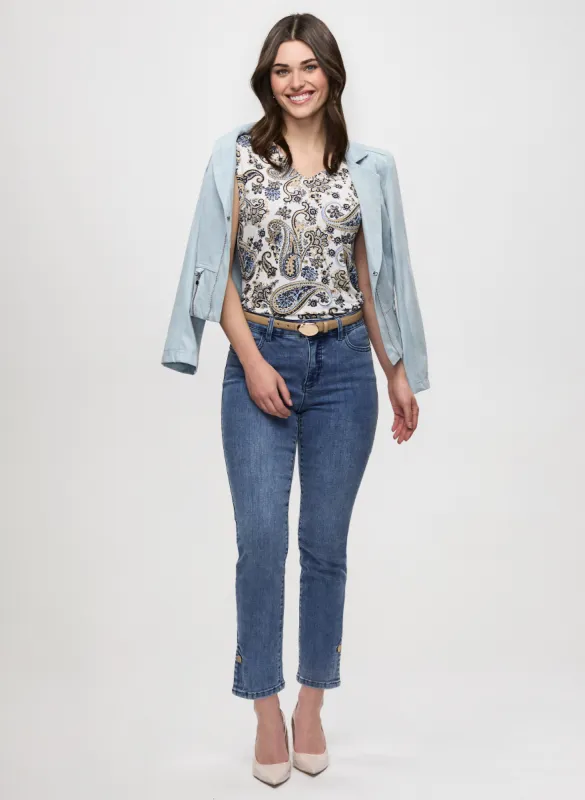 Faux Suede Jacket & Button Hem Jeans sold by Laura