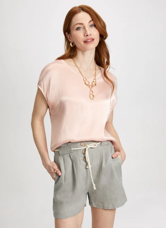Short Sleeve Satin Blouse sold by Laura