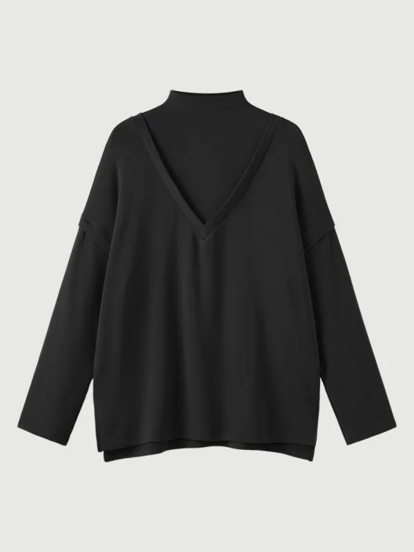 Faux Two-Piece Funnelneck Relaxing Top sold by ogl move