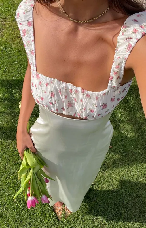 Yolandah Cream Chiffon Maxi Dress sold by Beginning Boutique