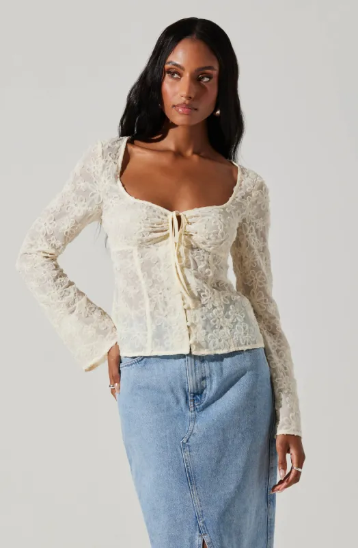 Sassari Floral Sheer Long Sleeve Top sold by Astr