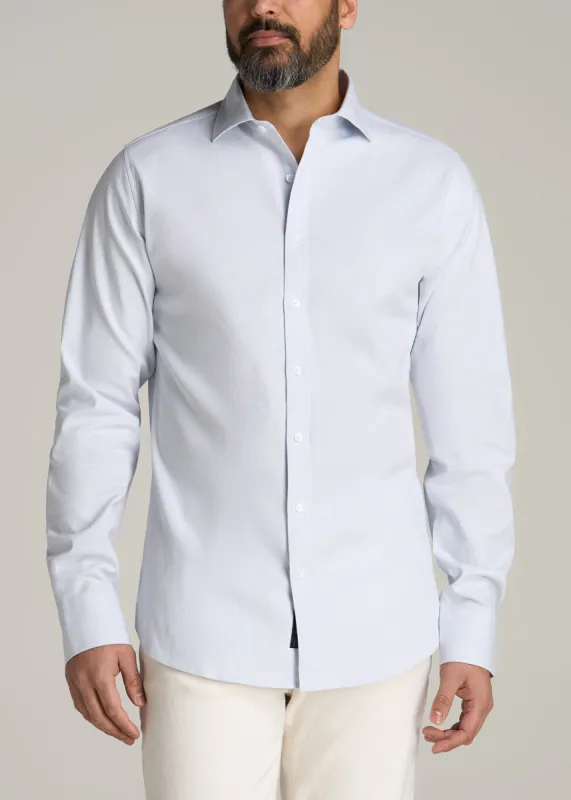 Stretch Linen Dress Shirt for Tall Men in Light Blue sold by American Tall