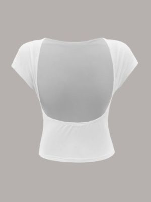 Cottnline Solid Backless Batwing Sleeve Tee sold by SHEIN