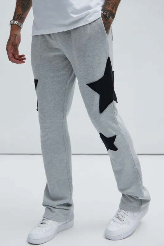 Stars Tyson Skinny Flared Sweatpants - Heather Grey sold by Fashion Nova