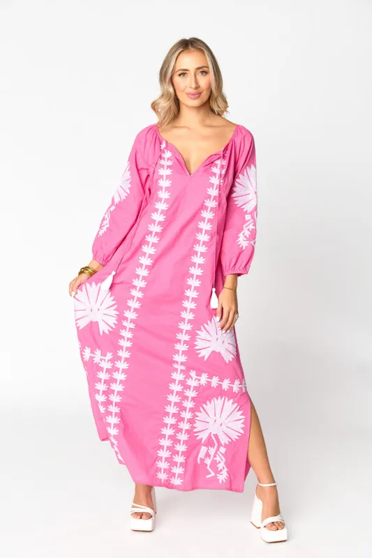 Tiffany Embroidered Caftan - Pink/White sold by Buddy Love