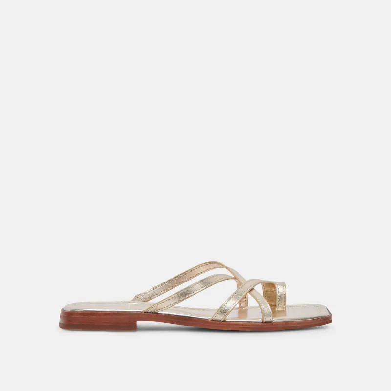 INDIGO SANDALS GOLD DISTRESSED LEATHER sold by Dolce Vita