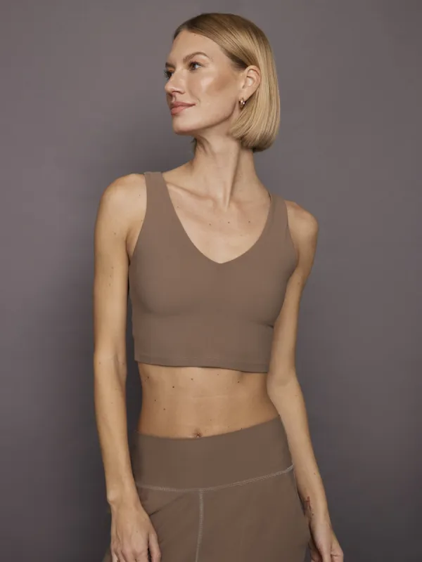 V-Neck Longline Bra in Melt - Caribou sold by Carbon38