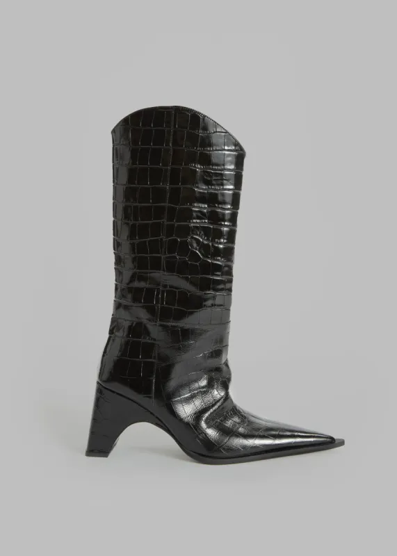 Coperni Crocodile Bridge Cowboy Boots - Black | Parallel