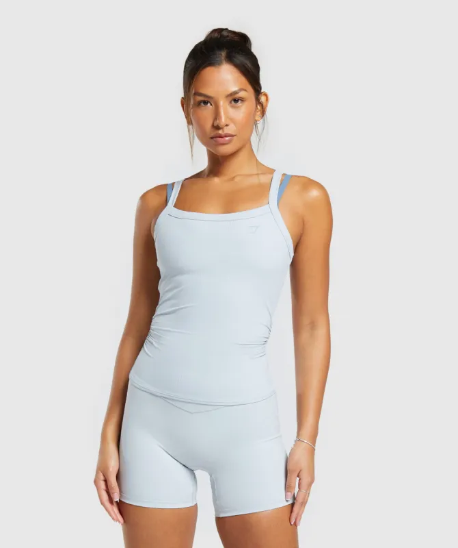 Gymshark Elevate Ruched Tank - Fresh Blue sold by Gymshark