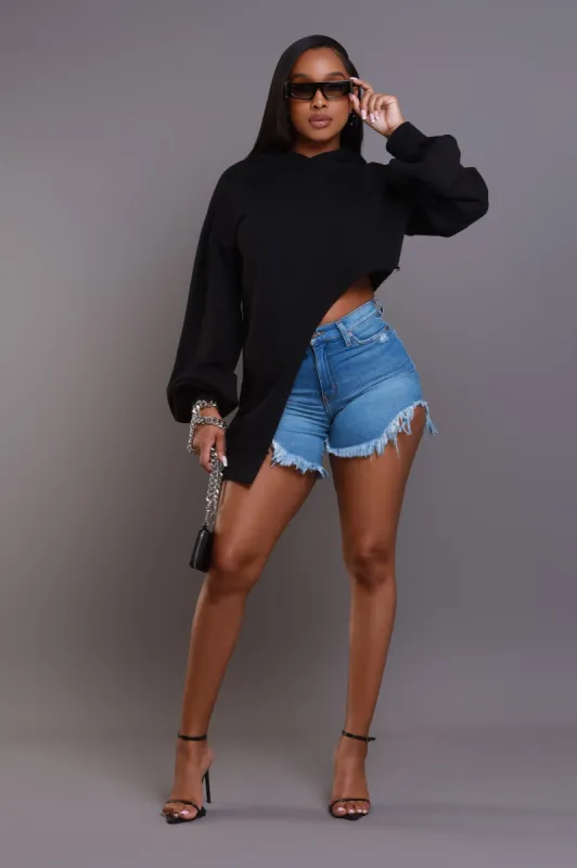 Strike Out Asymmetrical Oversized Hoodie - Black sold by Swankaposh