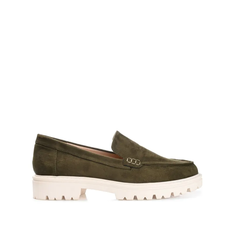 ERIKA FAUX SUEDE LOAFER FLATS IN NARROW sold by Journee Collection