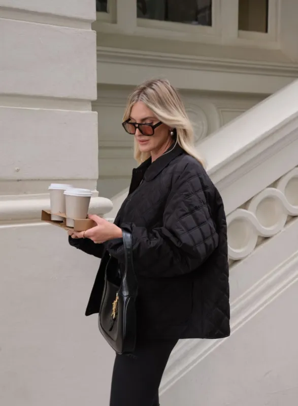 Black Quilted Femme Jacket sold by Aimn