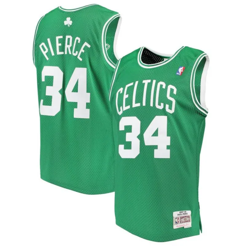 Men's Boston Celtics Paul Pierce Mitchell & Ness Kelly Green 2007-08 Hardwood Classics Swingman Jersey sold by The Bright Side