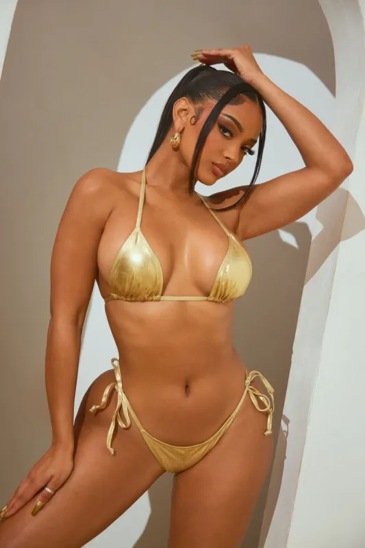 Luminous Glow Metallic 2 Piece Bikini - Gold sold by Fashion Nova