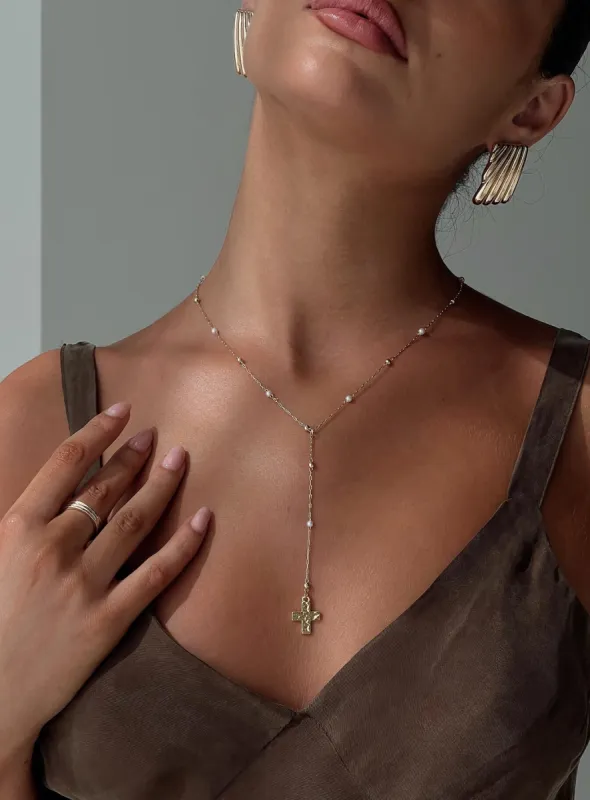 Leonidas Lariat Necklace Gold sold by Princess Polly
