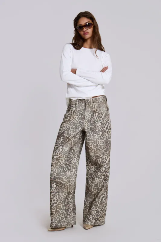 Leopard Fade Colossus Jeans sold by Jaded London