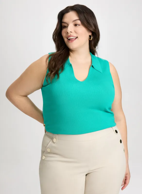 Ribbed Sleeveless Polo sold by Laura