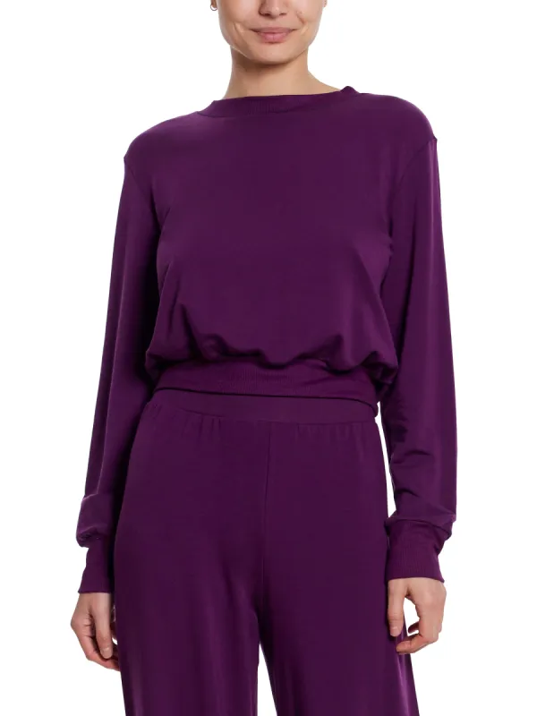 French Terry Cropped Crew Sweatshirt Dried Cherry Red Sale sold by Hanky Panky