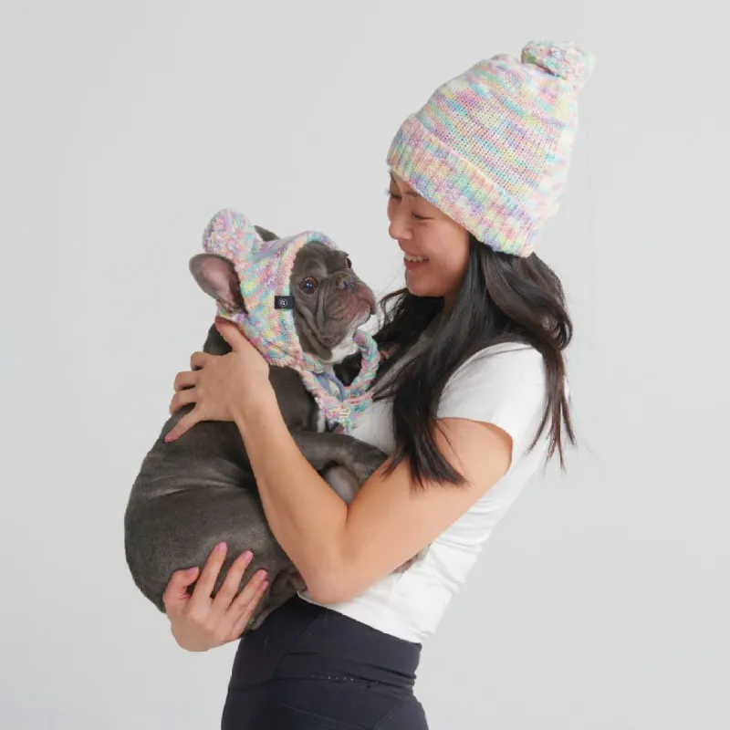 Human Pompom Hat - Pastel Icing sold by Spark Paws