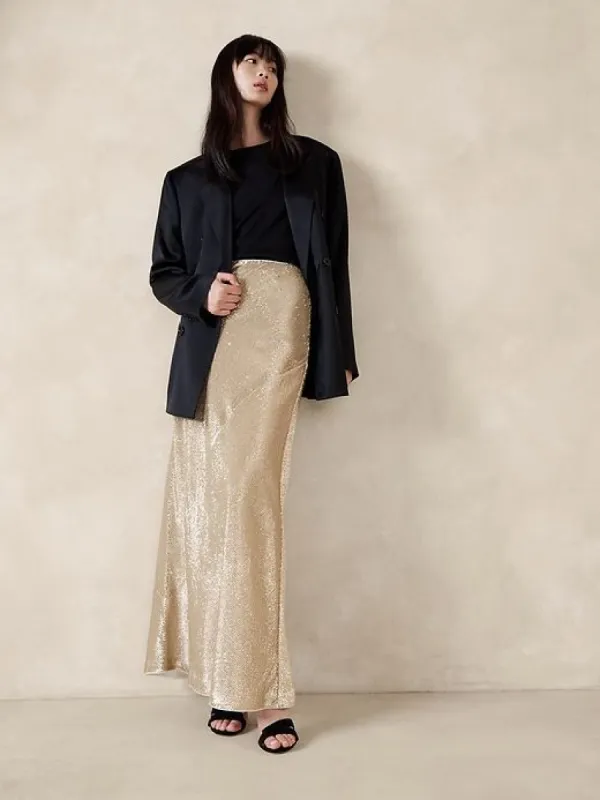 Alina Sequin Maxi Skirt sold by Banana Republic