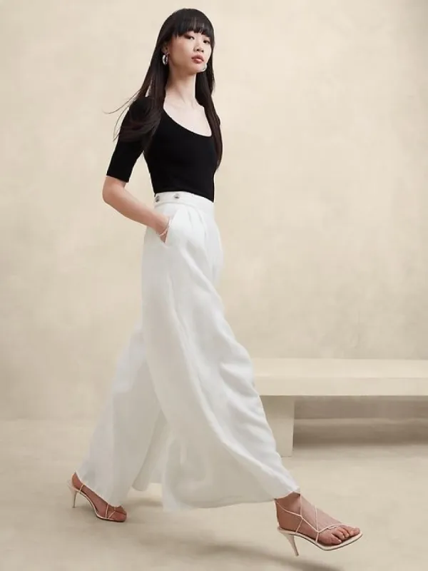 Lina Linen Wide-Leg Pant sold by Banana Republic