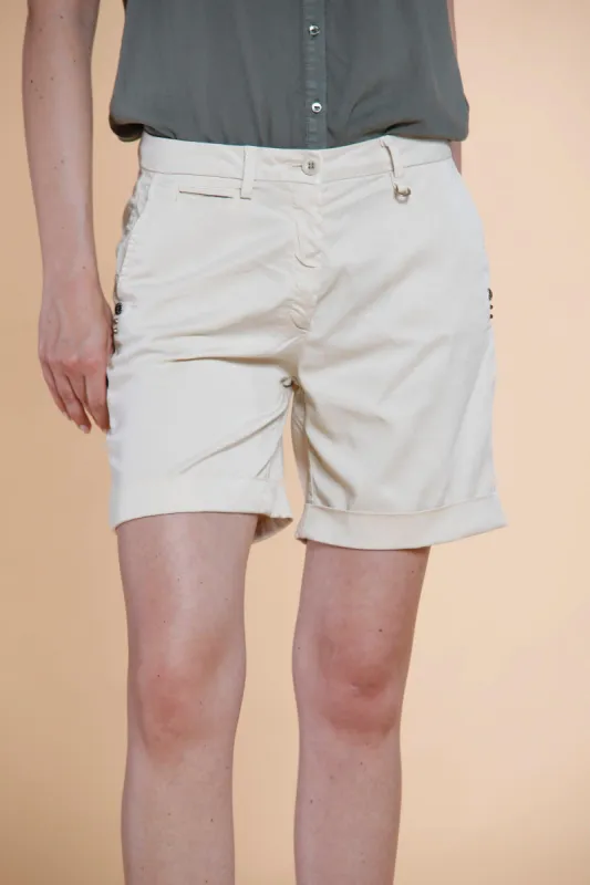 Jaqueline Curvy woman chino bermuda in tencel with studs curvy① sold by Mason's