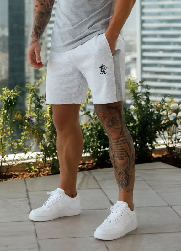 Gym King Contrast Panel Fleece Short - Snow Marl/Light Grey/White sold by The Gym King