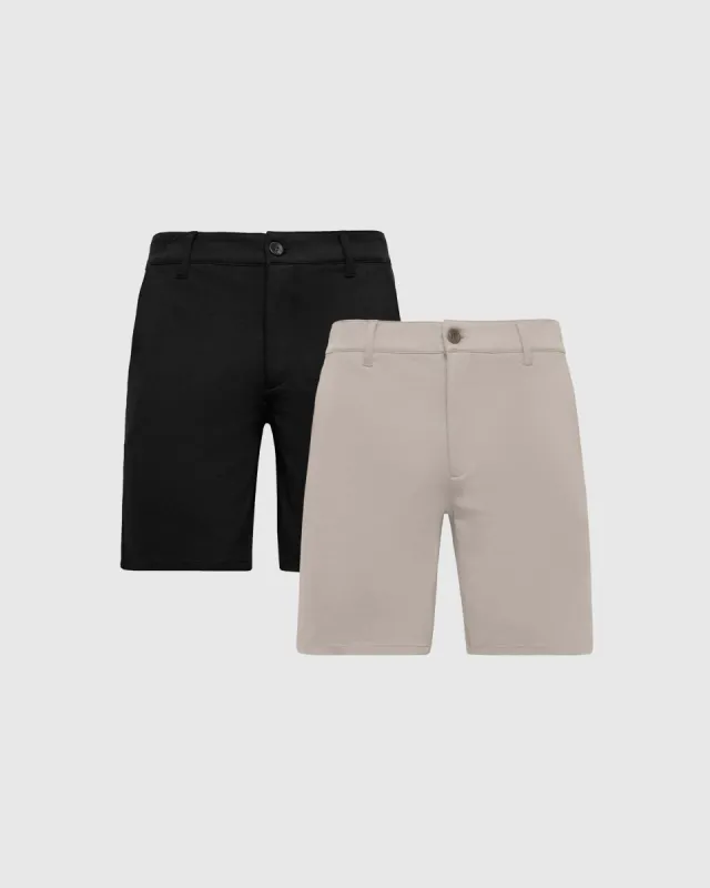 9" Black & Sandstone Comfort Knit Chino Shorts 2-Pack sold by True Classic