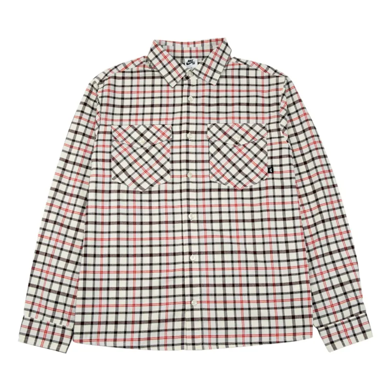 Nike SB Flannel Long-Sleeve Woven Button-Up Shirt 'Coconut Milk Light Bone' FN2567-113 sold by KicksCrew