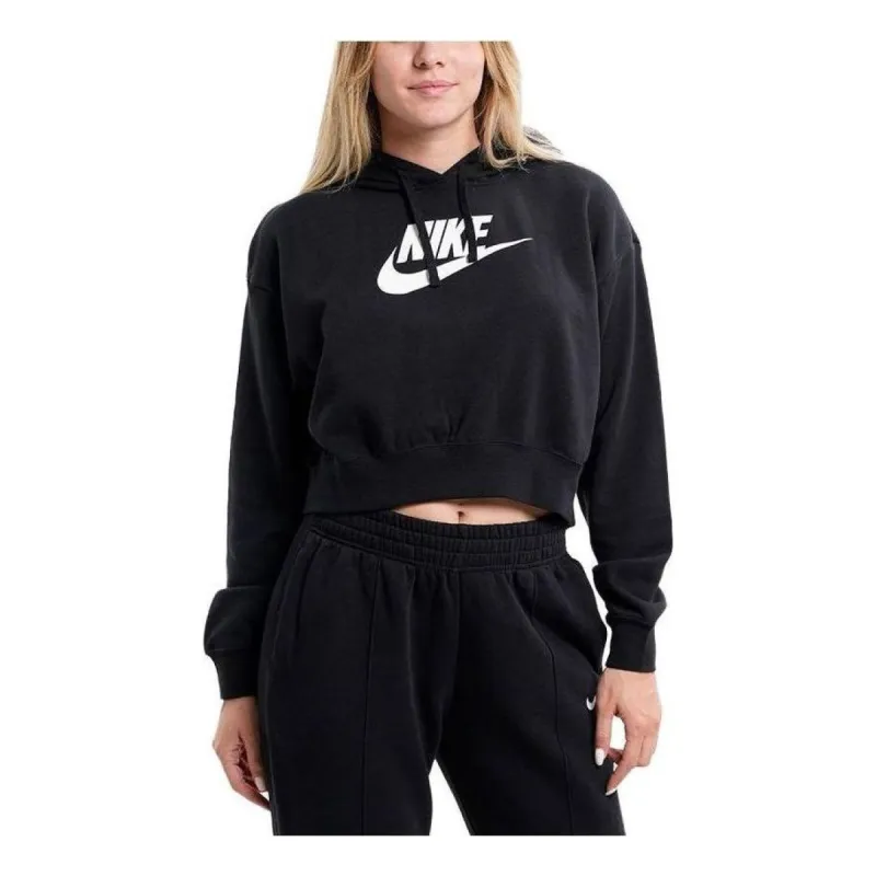 (WMNS) Nike Sportswear Club Fleece Oversized Crop Graphic Hoodie 'Black' DQ5850-010 sold by KicksCrew