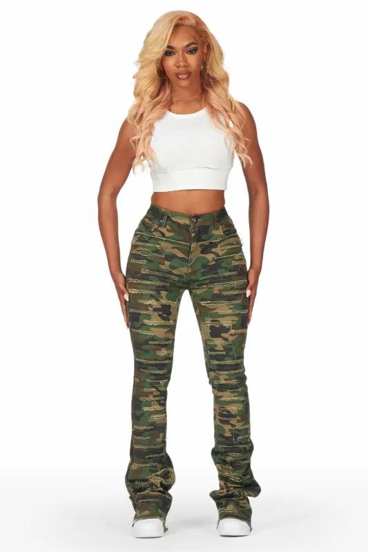 Shareya Camo Stacked Flare Jean sold by Rockstar Original