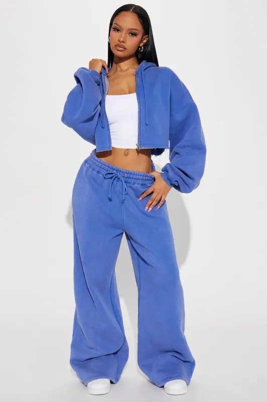 On The Go Fleece Pant Set - Blue sold by Fashion Nova