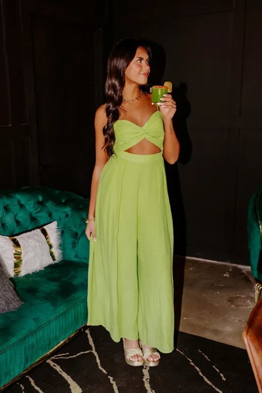 Lush & Luxe Cut Out Jumpsuit In Lime sold by Impressions