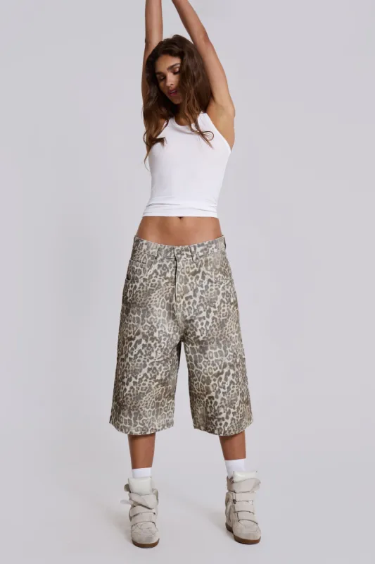 Leopard Fade Colossus Jorts sold by Jaded London