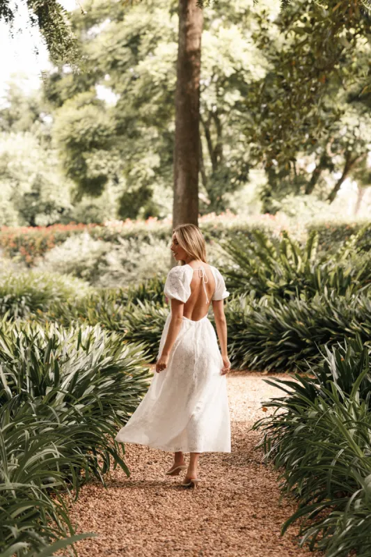 Ayden Midi Dress - White sold by Petal & Pup