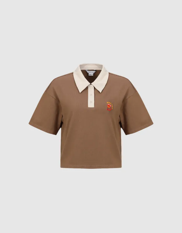 Embroidered Straight Polo T-Shirt sold by Urban Revivo
