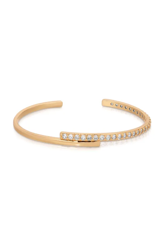 Half Classic Half Sparkle Bracelet Cuff sold by ettika