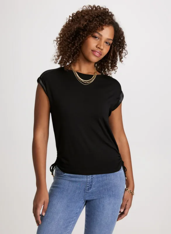 T-Shirt With Satin & Drawstring sold by Laura